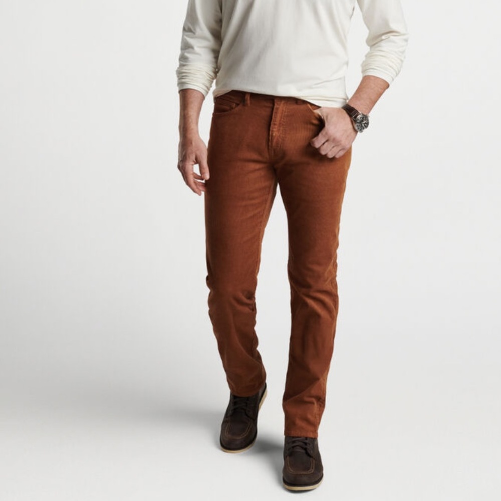 Peter Millar Superior Soft Corduroy Five-Pocket Pants Gum Sole Brown Size 33
